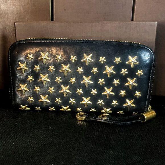 JIMMY CHOO Filipa Blue Leather and Studded Stars Continental Zip Wallet - Picture 3 of 13